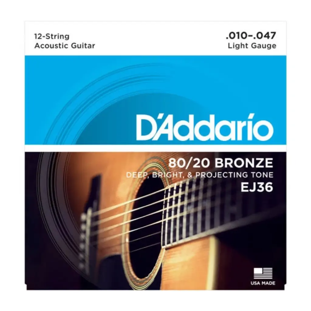 DADDARIO EJ36 SET ACOU GTR 80/20 LITE 12STR