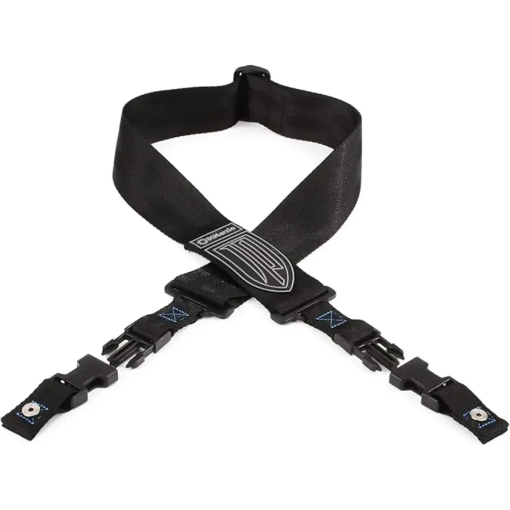 DIMARZIO DD2200JPBKBL CLIPLOCK GUITAR STRAP, BLACK JP MODEL,BLUE THREAD