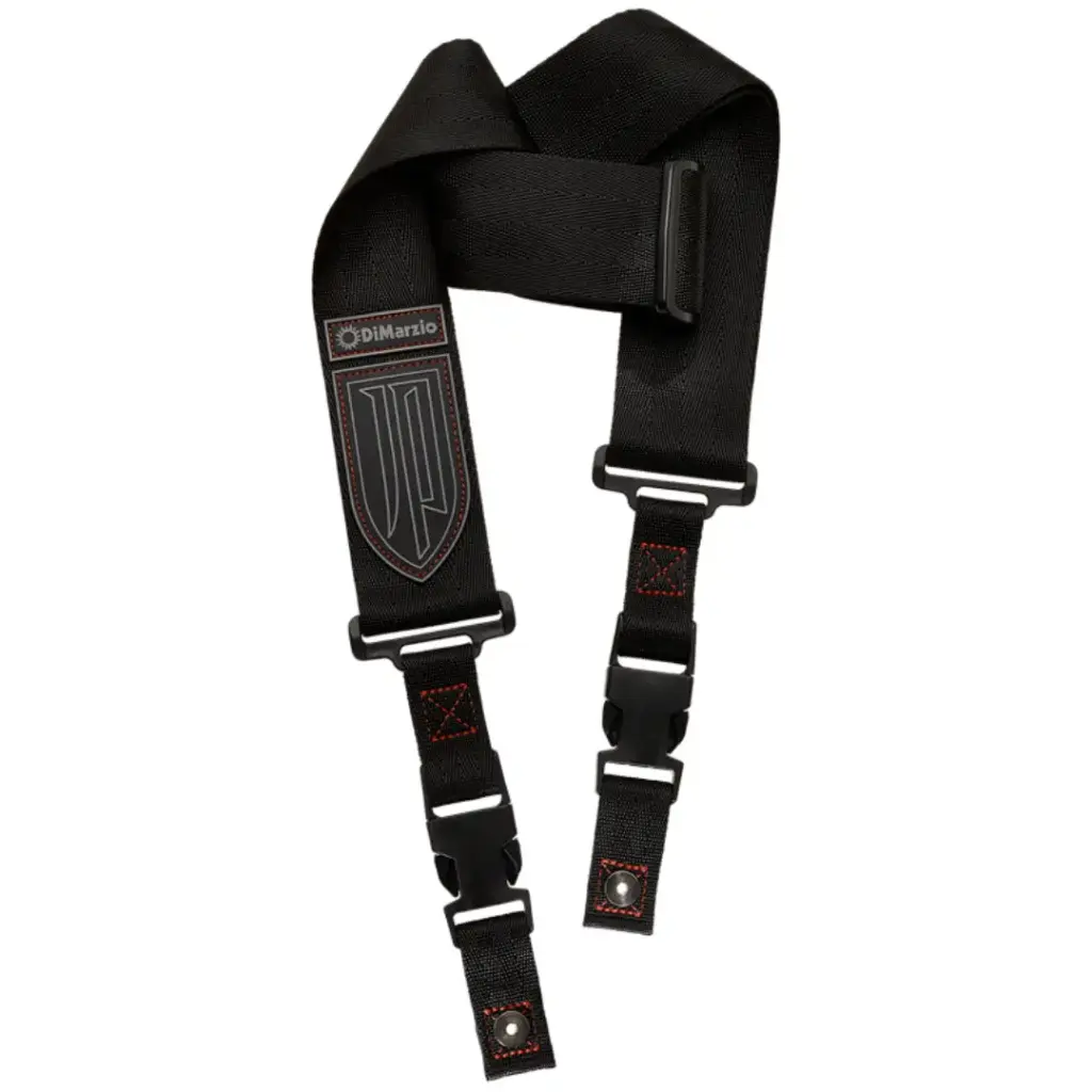 DIMARZIO DD2200JPBKRD CLIPLOCK GUITAR STRAP, BLACK JP MODEL,RED THREAD