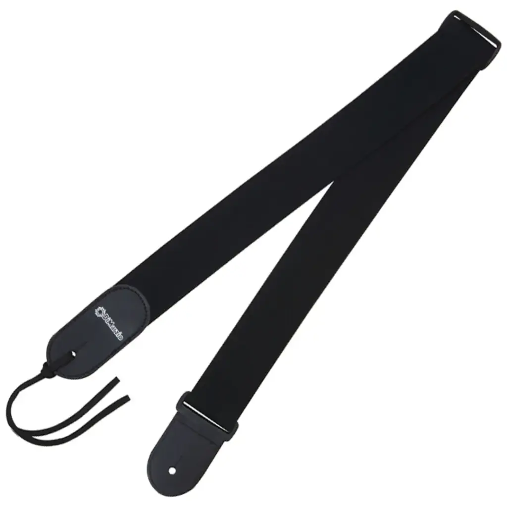 DIMARZIO DD3100EBK 2" ELASTIC STRAP,BLACK, LEATHER TABS AND TIE CORD