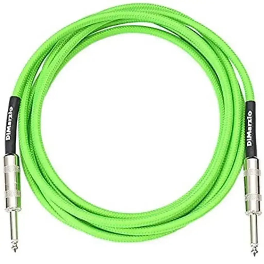 DIMARZIO OVERBRAID CABLE,10 FT NEON GREEN