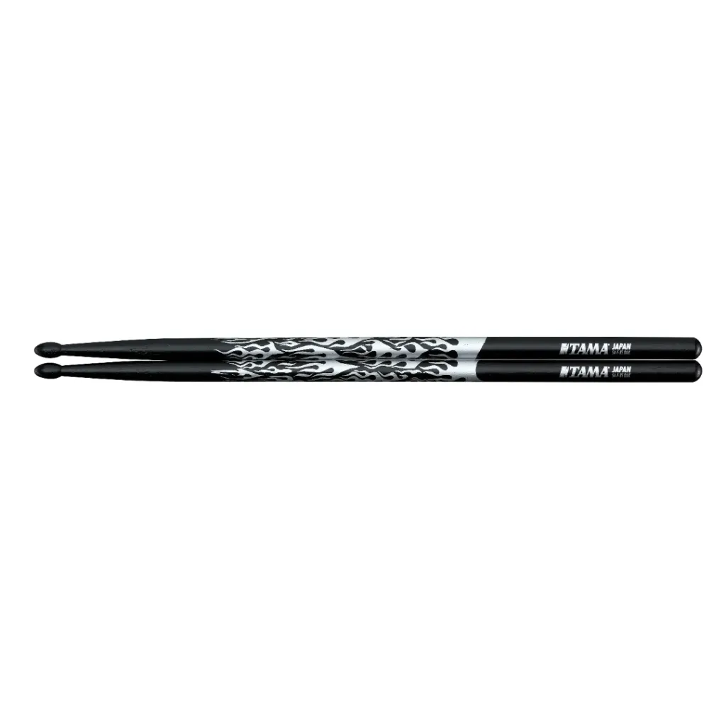 TAMA 5A-F-BS Oak Stick (Rhythmic Fire, Silver on Black)