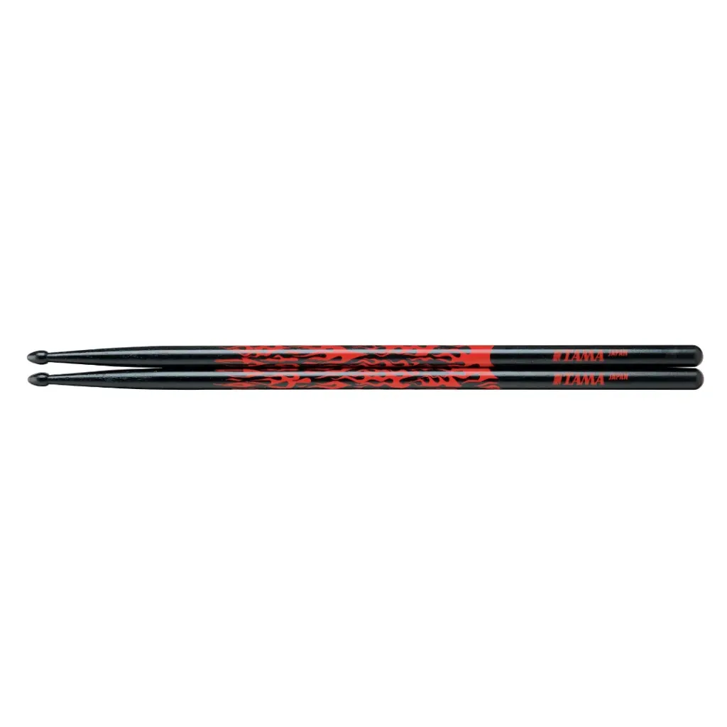 TAMA 7A-F-BR Oak Stick (Rhythmic Fire, Red on Black)