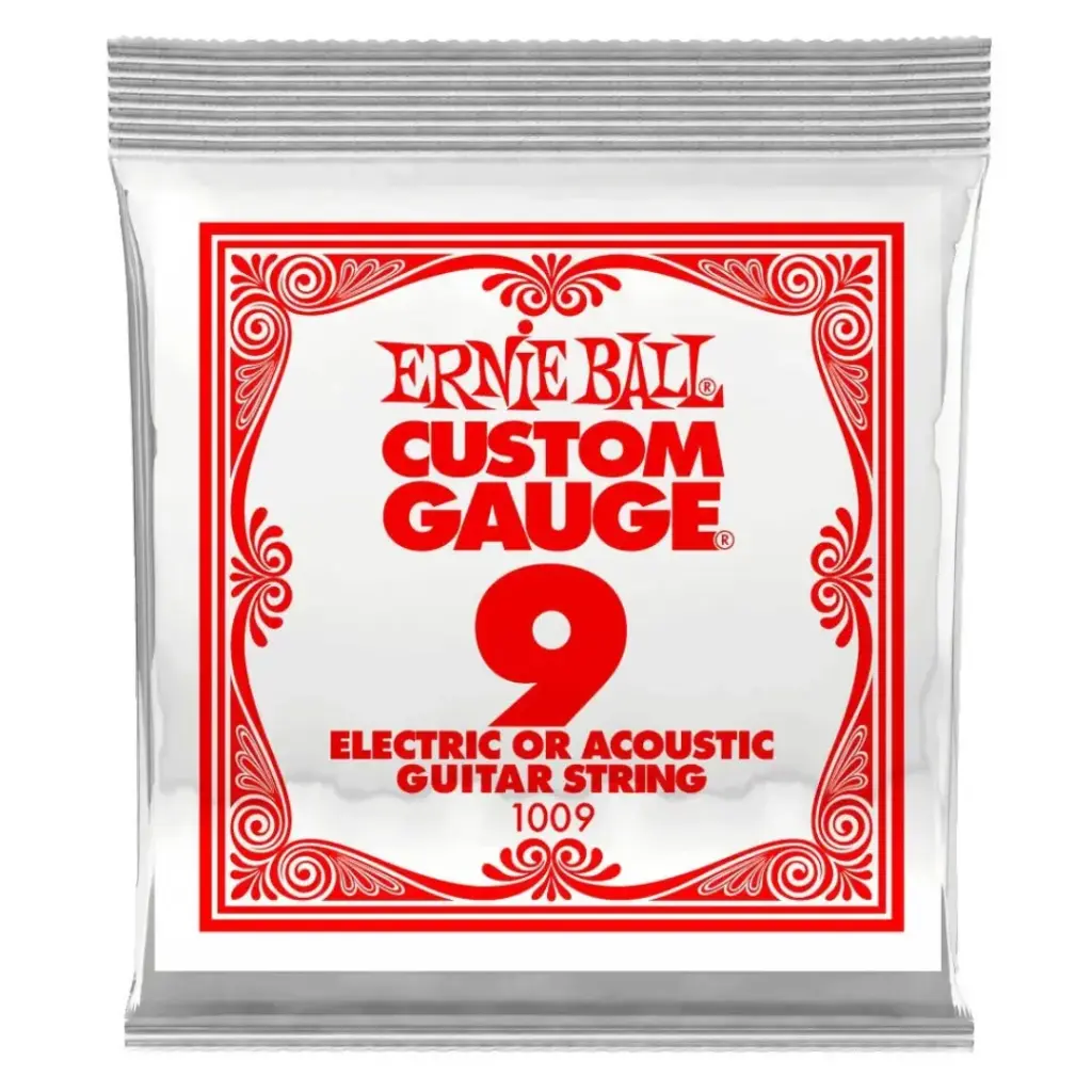 [P01009] Ernie Ball P01009 .009 PLAIN STEEL ELECTRIC OR ACOUSTIC GUITAR STRINGS 6 PACK