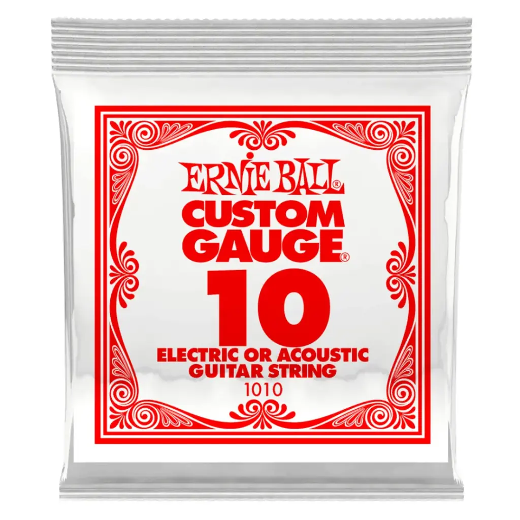 [P01010] Ernie Ball P01010 .010 PLAIN STEEL ELECTRIC OR ACOUSTIC GUITAR STRINGS 6 PACK