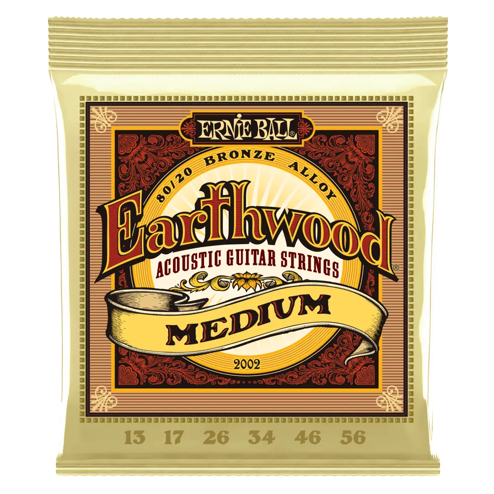 [P02002] Ernie Ball P02002 EARTHWOOD MEDIUM 80/20 BRONZE ACOUSTIC GUITAR STRINGS - 13-56 GAUGE