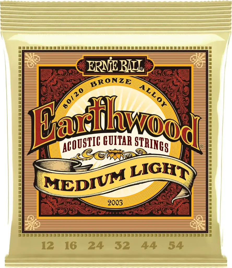 Ernie Ball P02003 EARTHWOOD MEDIUM LIGHT 80/20 BRONZE ACOUSTIC GUITAR STRINGS - 12-54 GAUGE