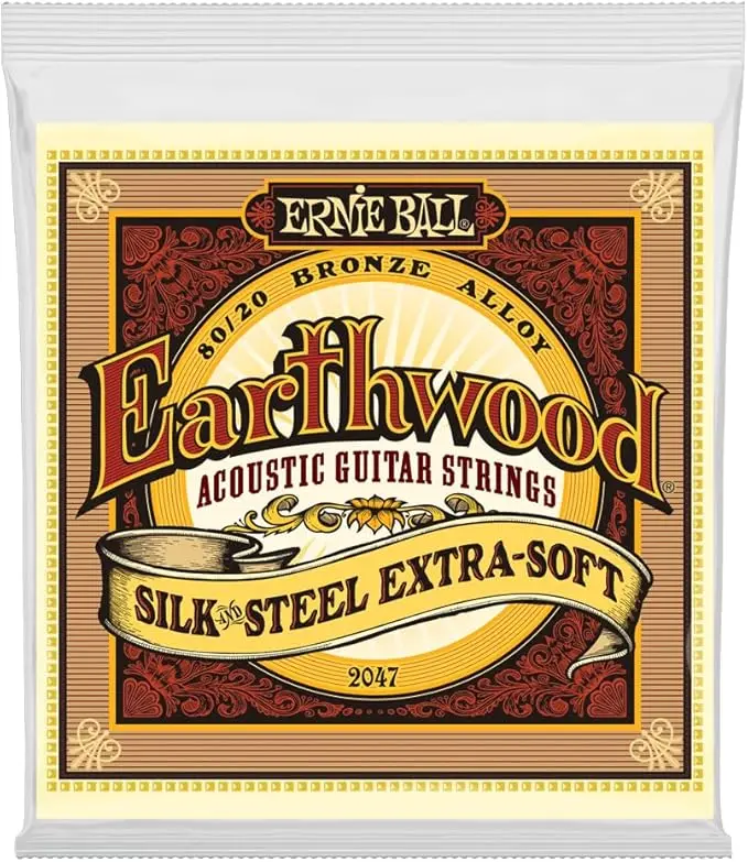 Ernie Ball P02043 EARTHWOOD SILK & STEEL REGULAR 80/20 BRONZE ACOUSTIC GUITAR STRINGS - 13-56 GAUGE