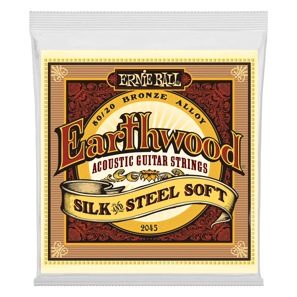Ernie Ball P02045 EARTHWOOD SILK & STEEL SOFT 80/20 BRONZE ACOUSTIC GUITAR STRINGS - 11-52 GAUGE