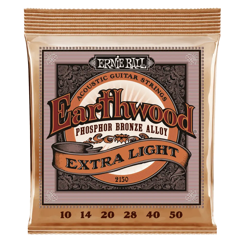 Ernie Ball P02150 EARTHWOOD EXTRA LIGHT PHOSPHOR BRONZE ACOUSTIC GUITAR STRINGS - 10-50 GAUGE