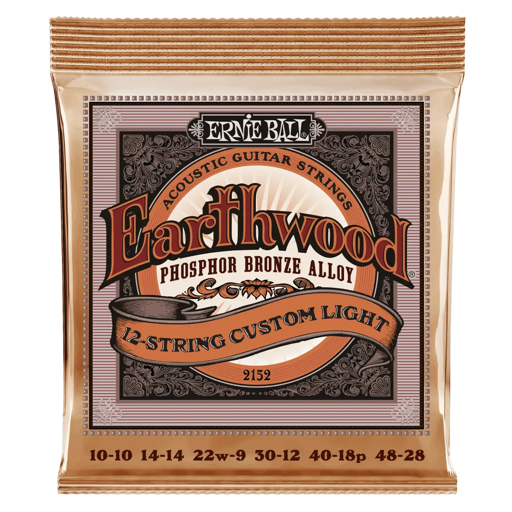 Ernie Ball P02152 ERTHWD CUSTOM LIGHT 12 STRING PHOSPHOR BRNZ AC GTR 10-48