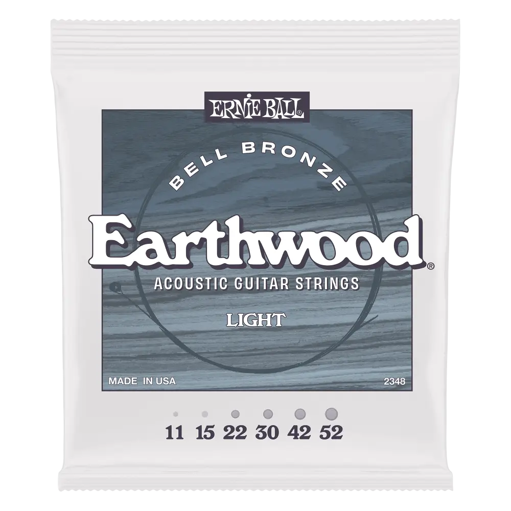 Ernie Ball P02348 LIGHT EARTHWOOD BELL BRONZE ACOUSTIC GUITAR STRINGS 11-52