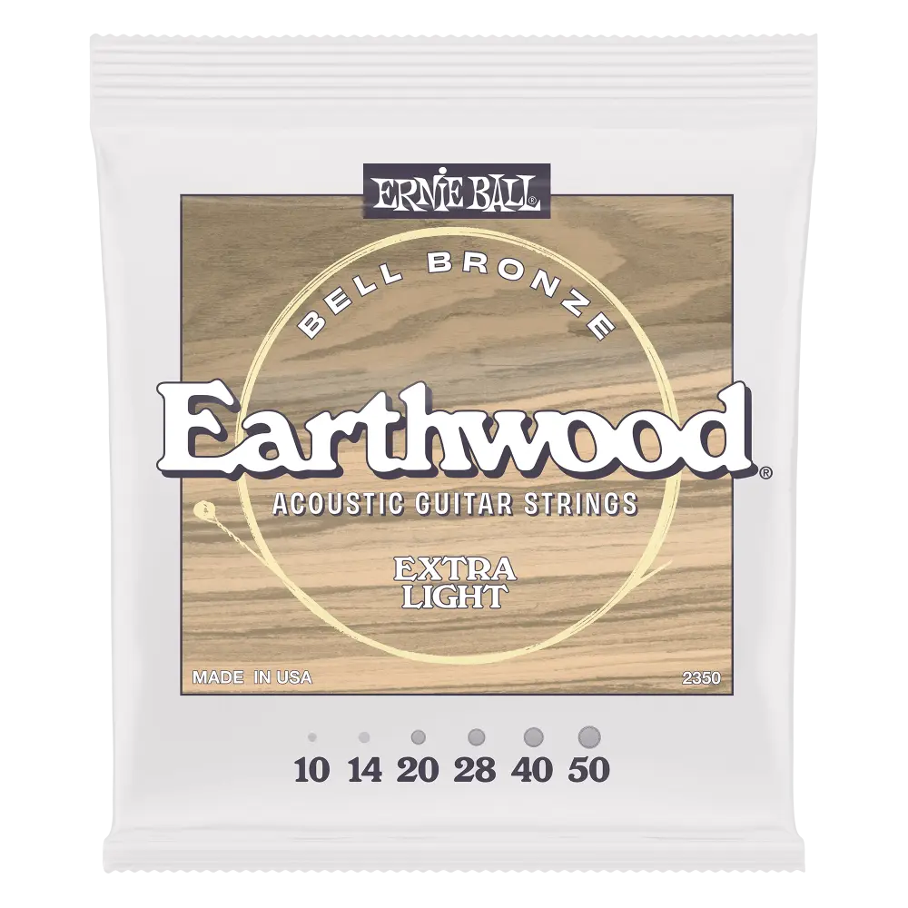 Ernie Ball P02350 EXTRA LIGHT EARTHWOOD BELL BRONZE ACOUSTIC GUITAR STRINGS 10-50