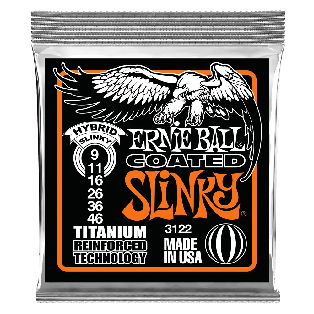 Ernie Ball P03122 HYBRID SLINKY COATED TITANIUM RPS ELECTRIC GUITAR STRINGS - 9-46 GAUGE