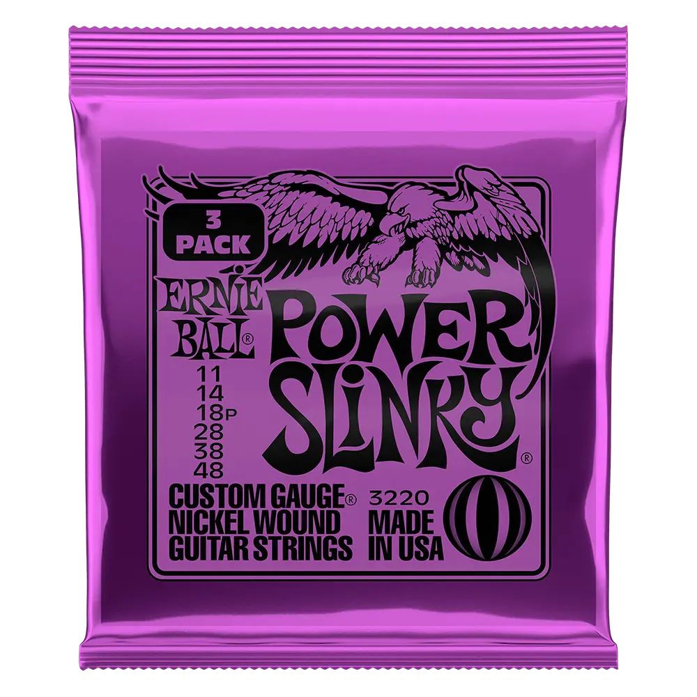 [P03220] Ernie Ball P03220 POWER SLINKY NICKEL WOUND ELECTRIC GUITAR STRINGS 3 PACK - 11-48 GAUGE