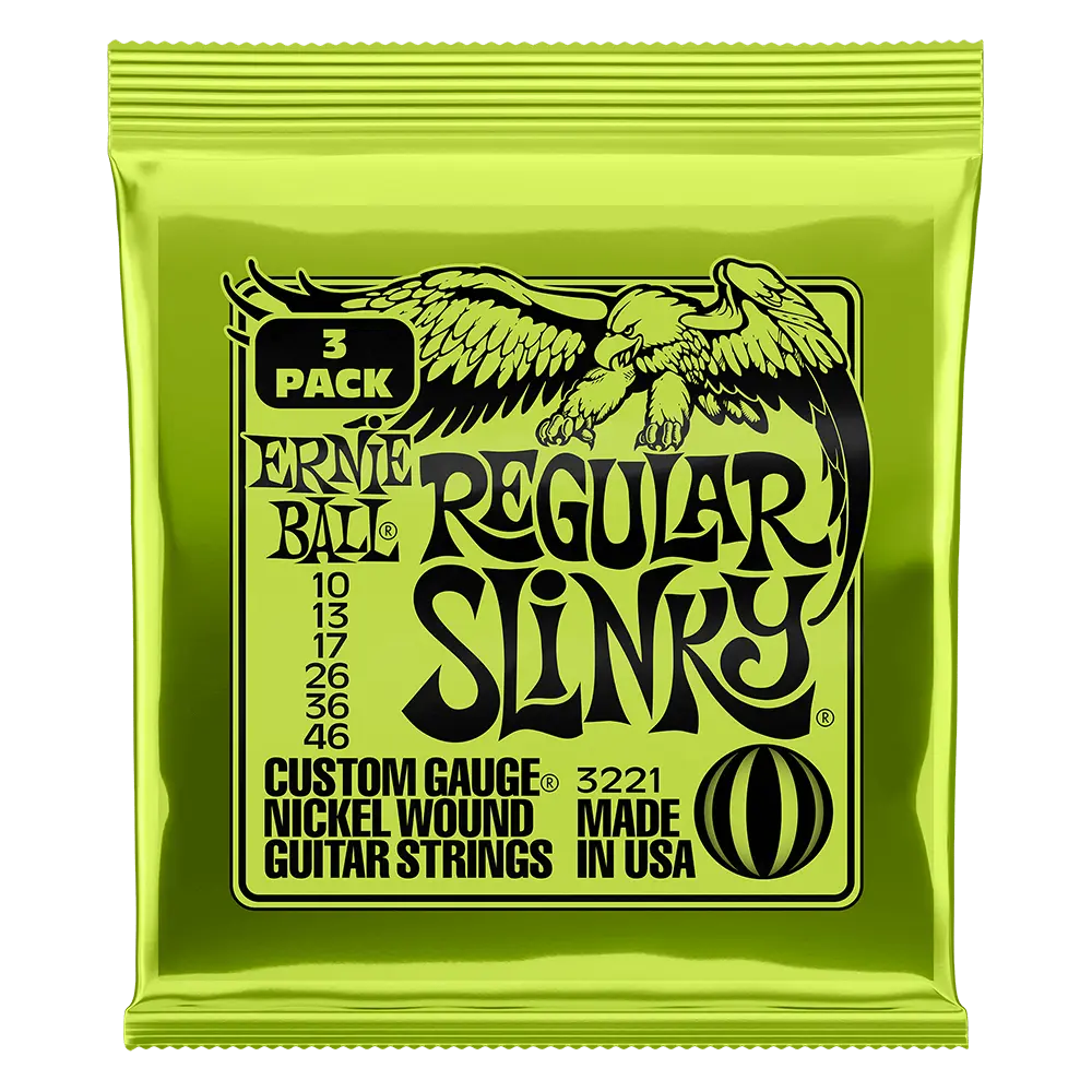 Ernie Ball P03221 REGULAR SLINKY NICKEL WOUND ELECTRIC GUITAR STRINGS 3 PACK - 10-46 GAUGE