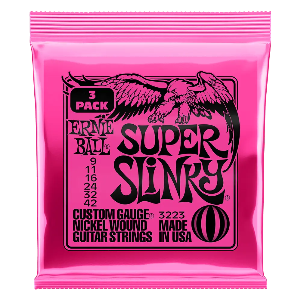 Ernie Ball P03223 SUPER SLINKY NICKEL WOUND ELECTRIC GUITAR STRINGS 3 PACK - 9-42 GAUGE