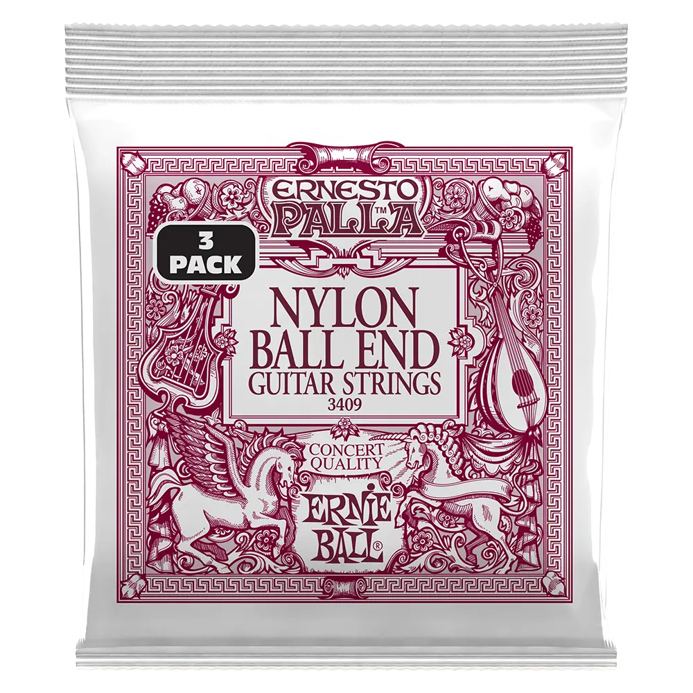 Ernie Ball P03409 ERNESTO PALLA BLACK AND GOLD BALL END NYLON CLASSICAL GTR STRINGS 3 PK