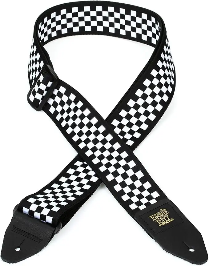 [P04149] Ernie Ball P04149 BLACK AND WHITE CHECKERED JACQUARD STRAP