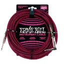 Ernie Ball P06062 25' BRAIDED STRAIGHT / ANGLE INSTRUMENT CABLE - BLACK / RED