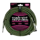 Ernie Ball P06082 18' BRAIDED STRAIGHT / ANGLE INSTRUMENT CABLE - BLACK / GREEN