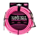 Ernie Ball P06083 18' BRAIDED STRAIGHT / ANGLE INSTRUMENT CABLE - NEON PINK