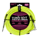 Ernie Ball P06085 18' BRAIDED STRAIGHT / ANGLE INSTRUMENT CABLE NEON - YELLOW