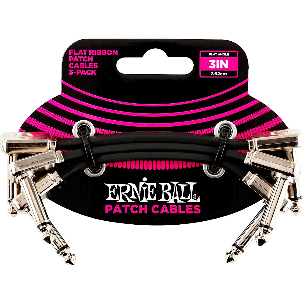 [P06220] Ernie Ball P06220 3" FLAT RIBBON PATCH CABLE 3-PACK