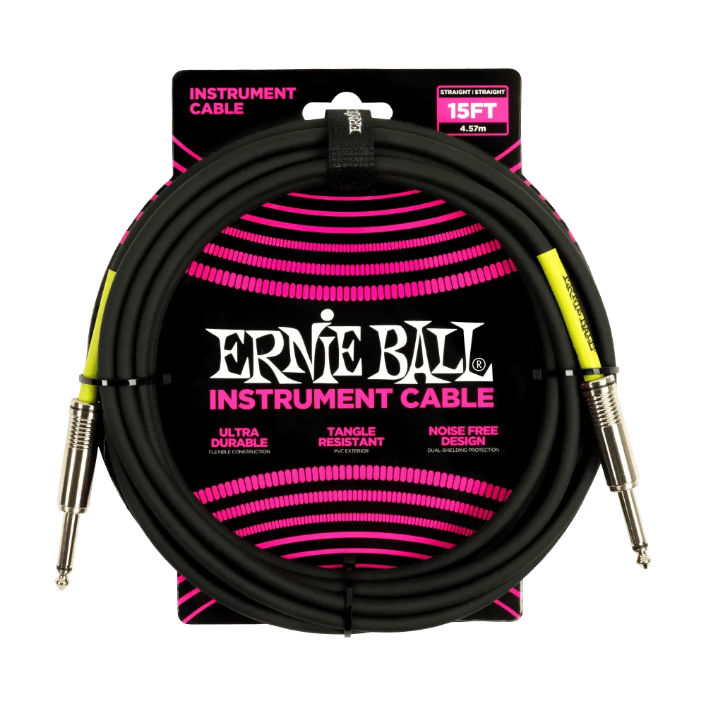 [P06399] Ernie Ball P06399 ERNIE BALL 15FT PVC STRAIGHT STRAIGHT INST CABLE BLACK