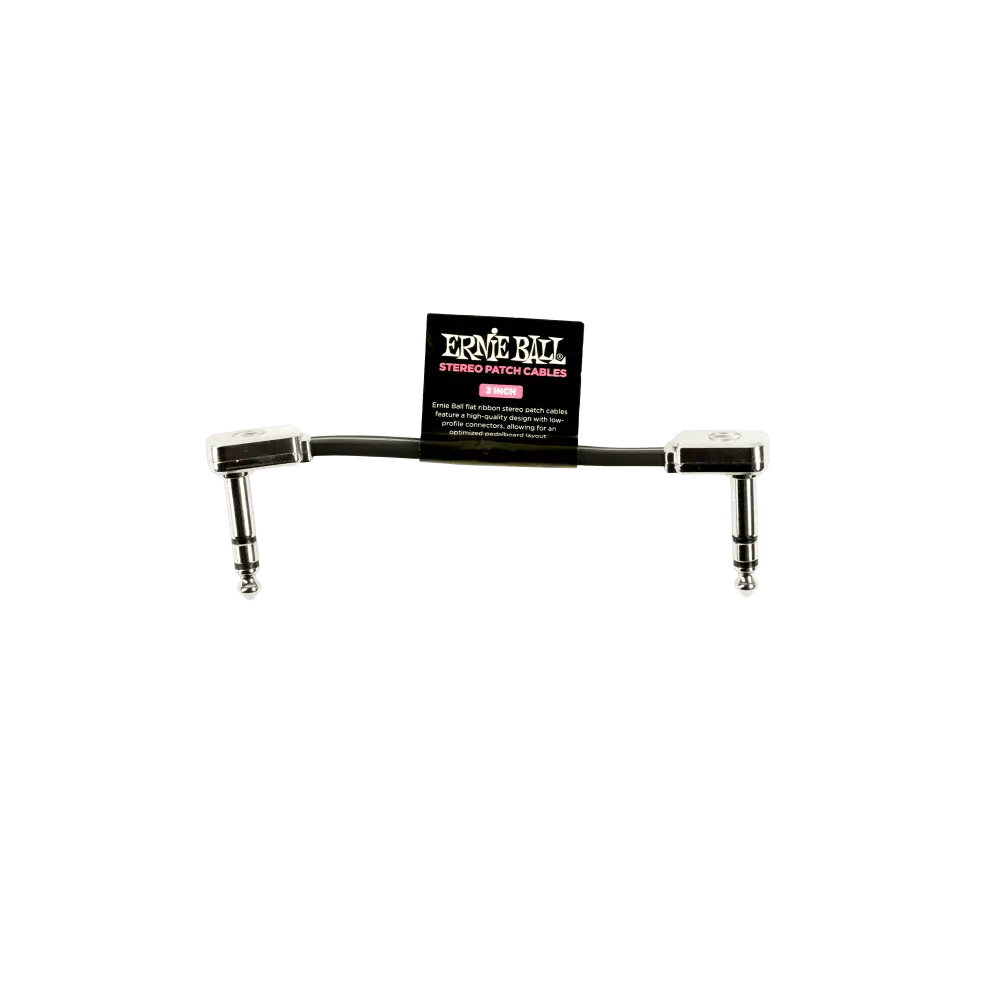 [P06407] Ernie Ball P06407 3" FLAT RIBBON STEREO PATCH CABLE BLACK SINGLE