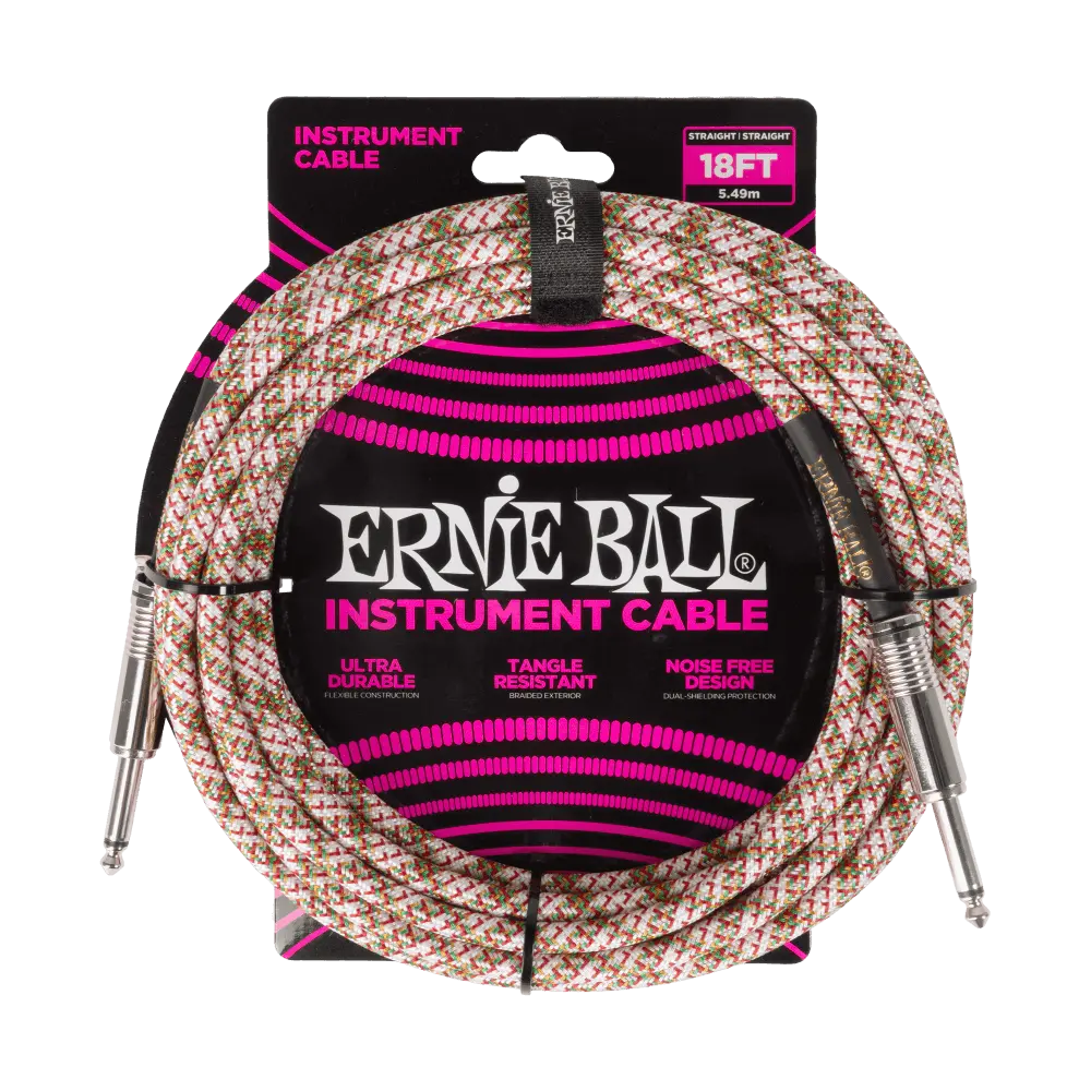 Ernie Ball P06430 BRAIDED INSTRUMENT CABLE STRAIGHT/STRAIGHT 18FT - EMERALD ARGYLE