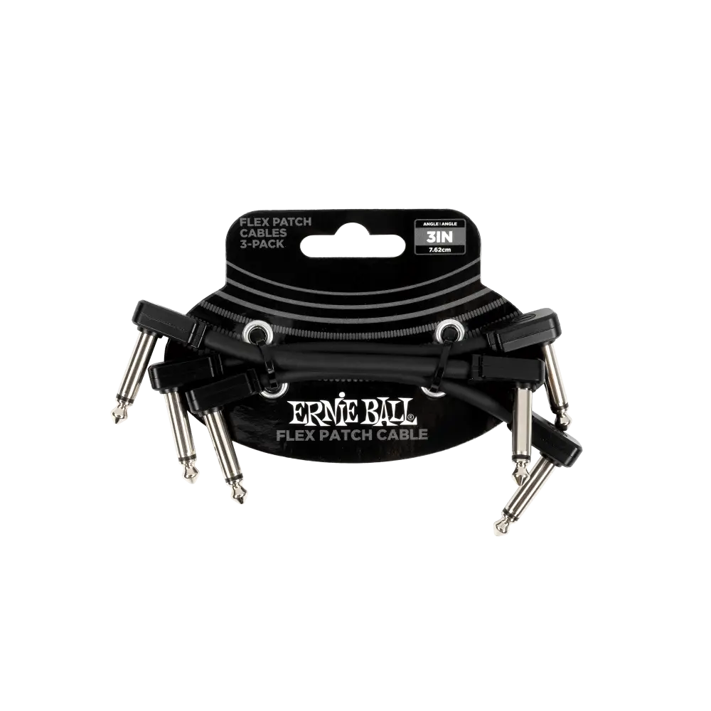 [P06443] Ernie Ball P06443 FLEX PATCH CABLE 3IN - BLACK - 3 PACK