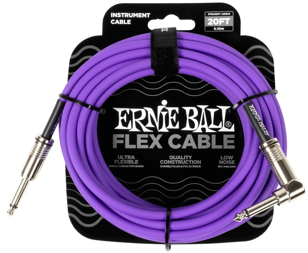 [P06466] Ernie Ball P06466 FLEX INSTRUMENT CABLE STRAIGHT/ANGLE 20FT - PURPLE