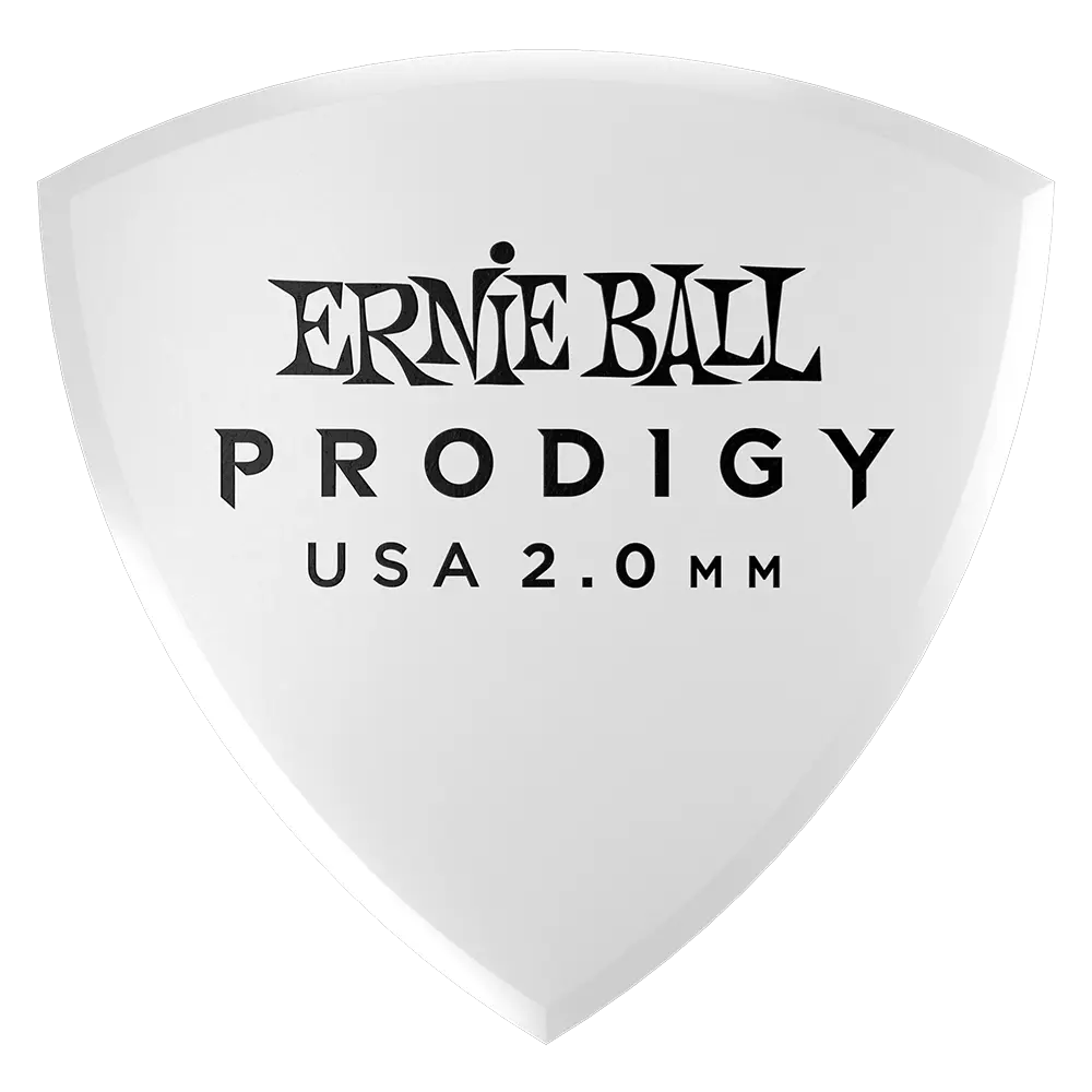 Ernie Ball P09338 2.0MM WHITE LARGE SHIELD PRODIGY PICKS 6-PACK  