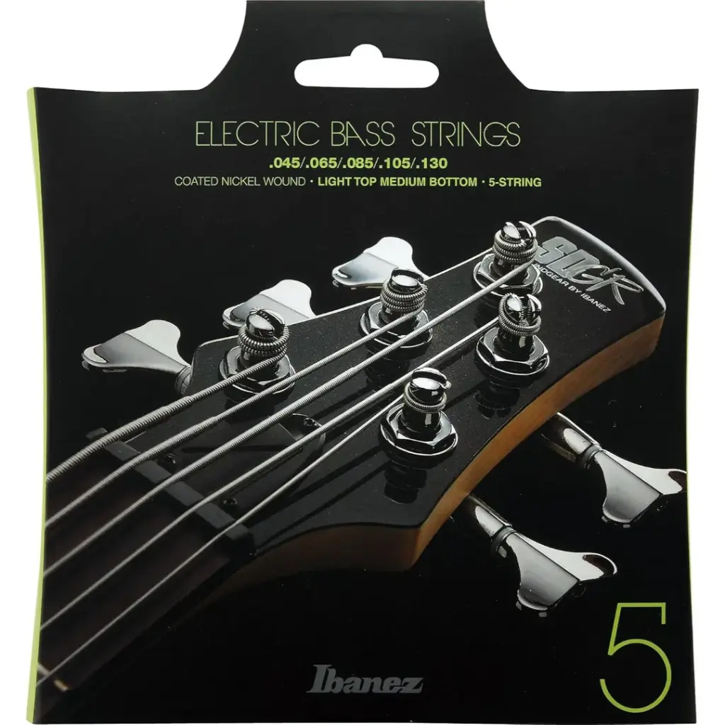 [IEBS5C] Ibanez IEBS5C 5-String Bass Guitar Strings - Light Top Medium Bottom, Silver