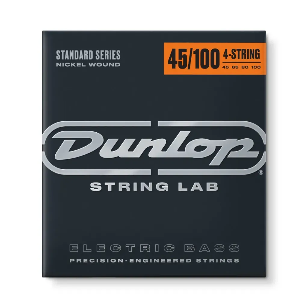 Dunlop DBN45100 Nickel‑Wound Bass Strings 45‑100 – 4-String Medium-Light Bass Set (.045-.100)