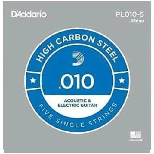 [PL010-5] DADDARIO PL010-5 5-PACK SINGLE PLAIN STEEL 010