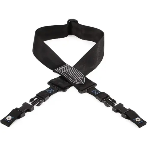 [DD2200JPBKBL] DIMARZIO DD2200JPBKBL CLIPLOCK GUITAR STRAP, BLACK JP MODEL,BLUE THREAD