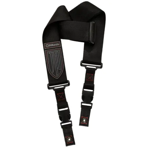 [DD2200JPBKRD] DIMARZIO DD2200JPBKRD CLIPLOCK GUITAR STRAP, BLACK JP MODEL,RED THREAD