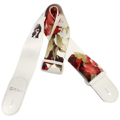 [DD3147] DIMARZIO DD3147 FLORAL MUSE TAB STRAP,2"ROSE on WHITE DESIGN