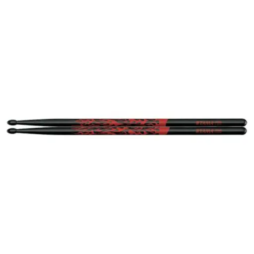 [5A-F-BR] TAMA 5A-F-BR Oak Stick (Rhythmic Fire, Red on Black)