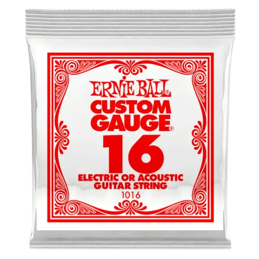 [P01016] Ernie Ball P01016 .016 PLAIN STEEL ELECTRIC OR ACOUSTIC GUITAR STRINGS 6 PACK  