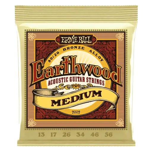 [P02002] Ernie Ball P02002 EARTHWOOD MEDIUM 80/20 BRONZE ACOUSTIC GUITAR STRINGS - 13-56 GAUGE
