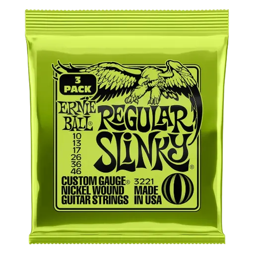 [P03221] Ernie Ball P03221 REGULAR SLINKY NICKEL WOUND ELECTRIC GUITAR STRINGS 3 PACK - 10-46 GAUGE
