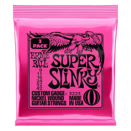 [P03223] Ernie Ball P03223 SUPER SLINKY NICKEL WOUND ELECTRIC GUITAR STRINGS 3 PACK - 9-42 GAUGE
