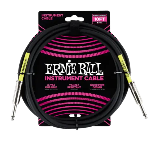 [P06048] Ernie Ball P06048 10' STRAIGHT / STRAIGHT INSTRUMENT CABLE - BLACK  