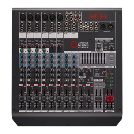 [Q12FX] HH Electronics Q12FX HH QUEENSBERRY SERIES - Q12FX- ANALOGUE MIXING CONSOLE - 12 CHANNELS - 2 SUB GROUPS - DSP - USB 